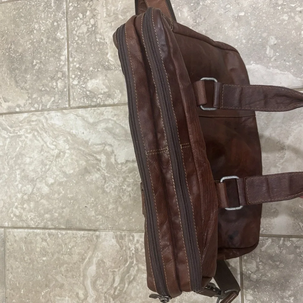 Jack Georges Voyager Buffalo Leather Briefcase #7317, Hand-stained,‎ Cross-body
